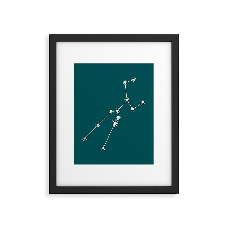 Taurus Zodiac Star Constellation Line Art Deep Teal Framed Art Print Gallery Image 6