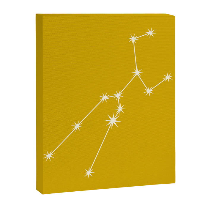 Taurus Zodiac Star Constellation Line Art Golden Yellow Canvas Print Gallery Image 1