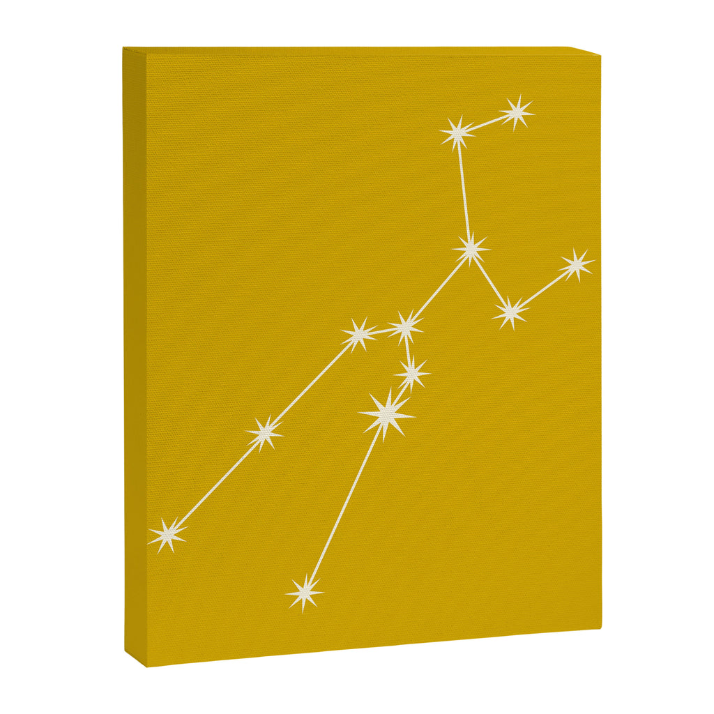 Taurus Zodiac Star Constellation Line Art Golden Yellow Canvas Print Gallery Image 8