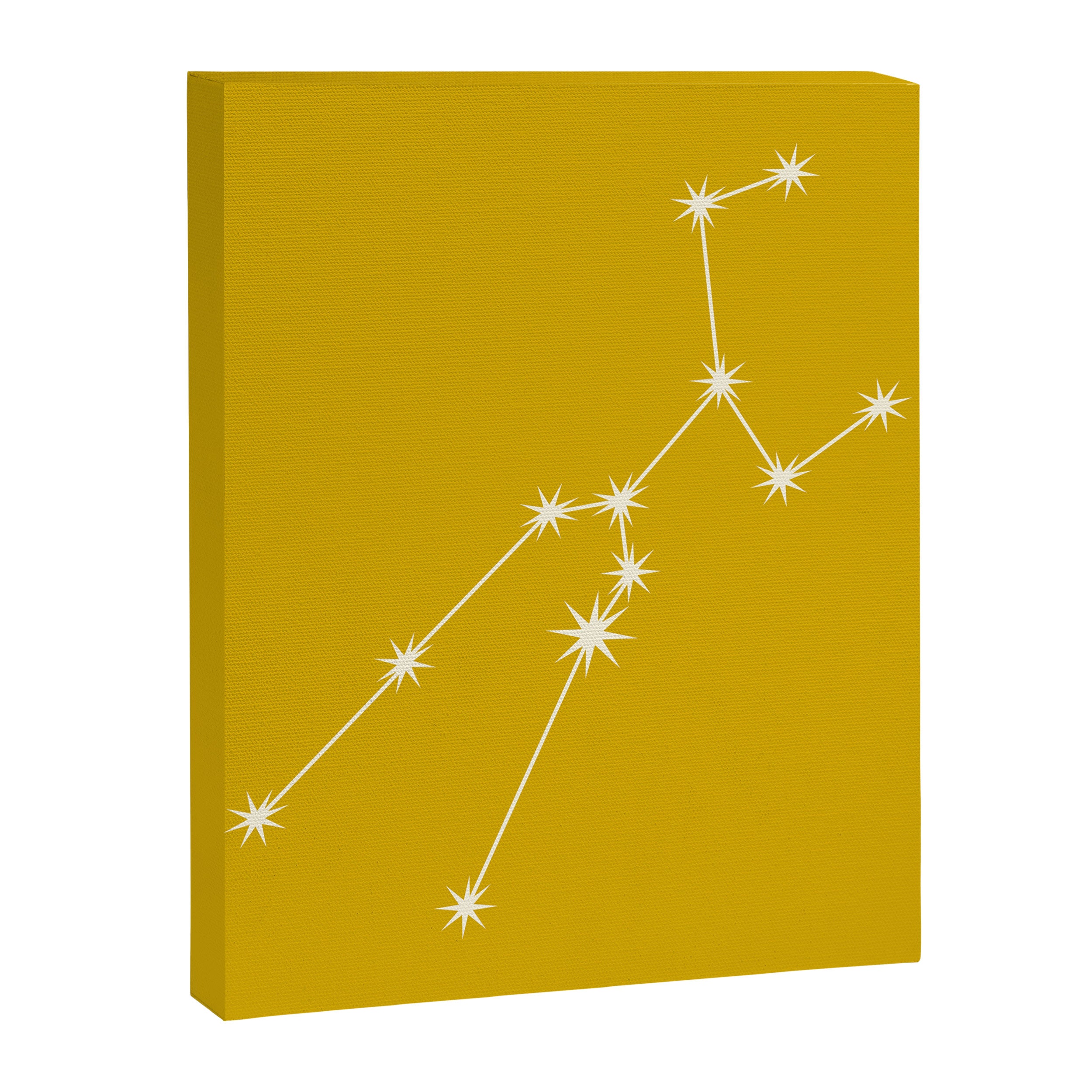 Taurus Zodiac Star Constellation Line Art Golden Yellow Canvas Print Gallery Image 8