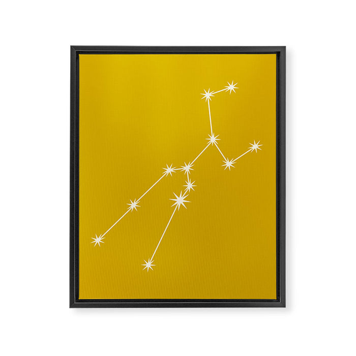 Taurus Zodiac Star Constellation Line Art Golden Yellow Framed Canvas Print Gallery Image 1