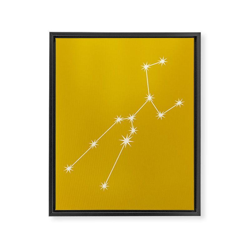 Taurus Zodiac Star Constellation Line Art Golden Yellow Framed Canvas Print Gallery Image 8