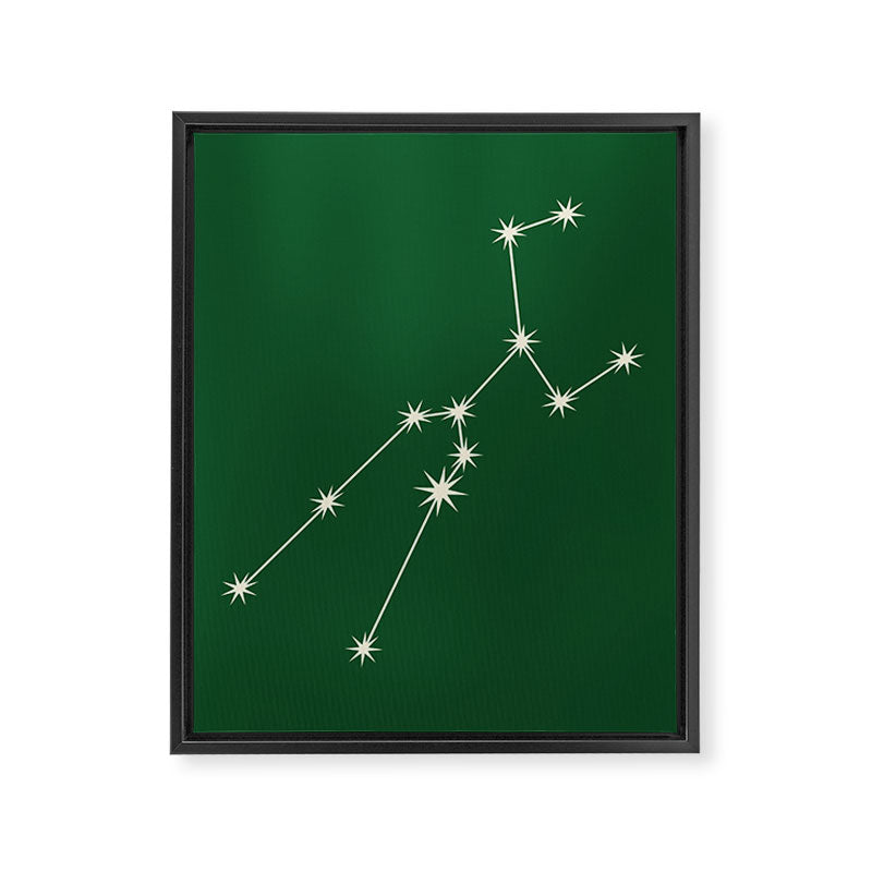 Taurus Zodiac Star Constellation Line Art Green Framed Canvas Print Gallery Image 8