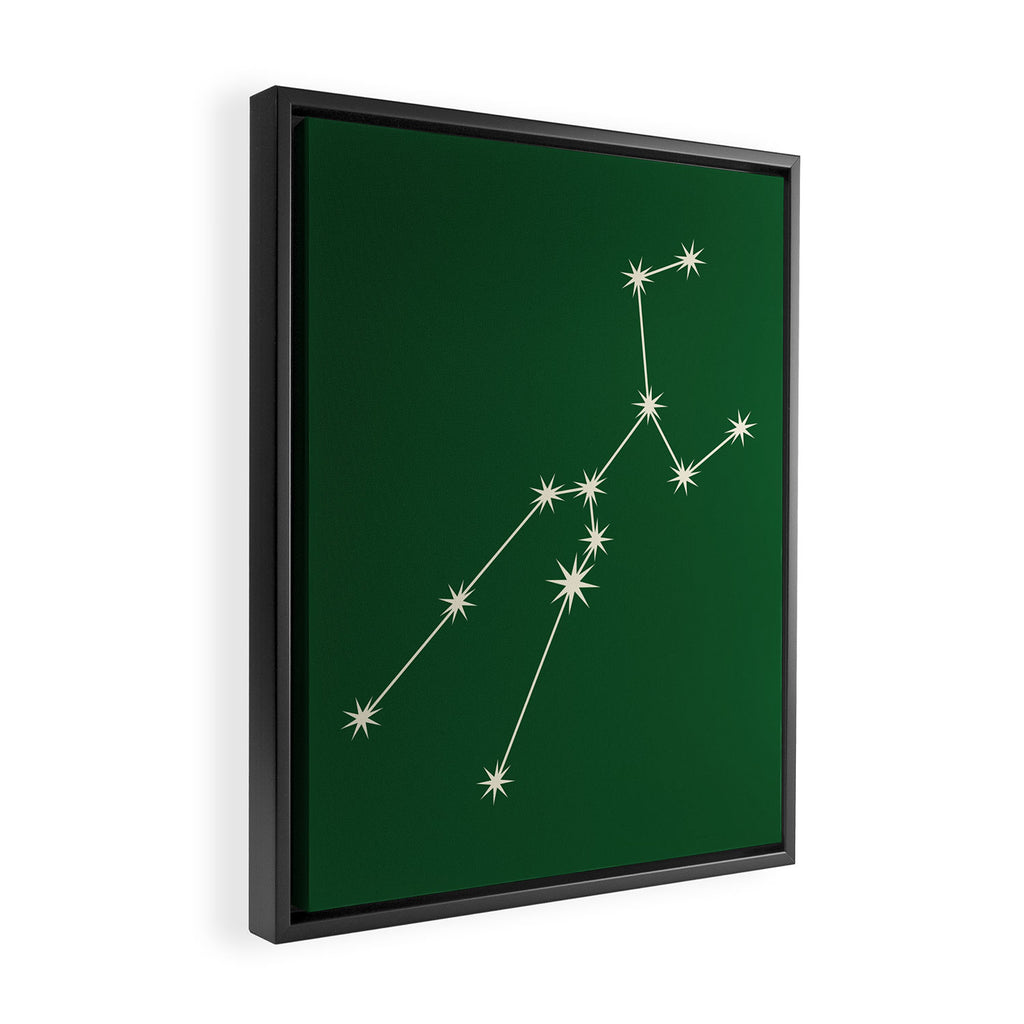Taurus Zodiac Star Constellation Line Art Green Framed Canvas Print Gallery Image 2