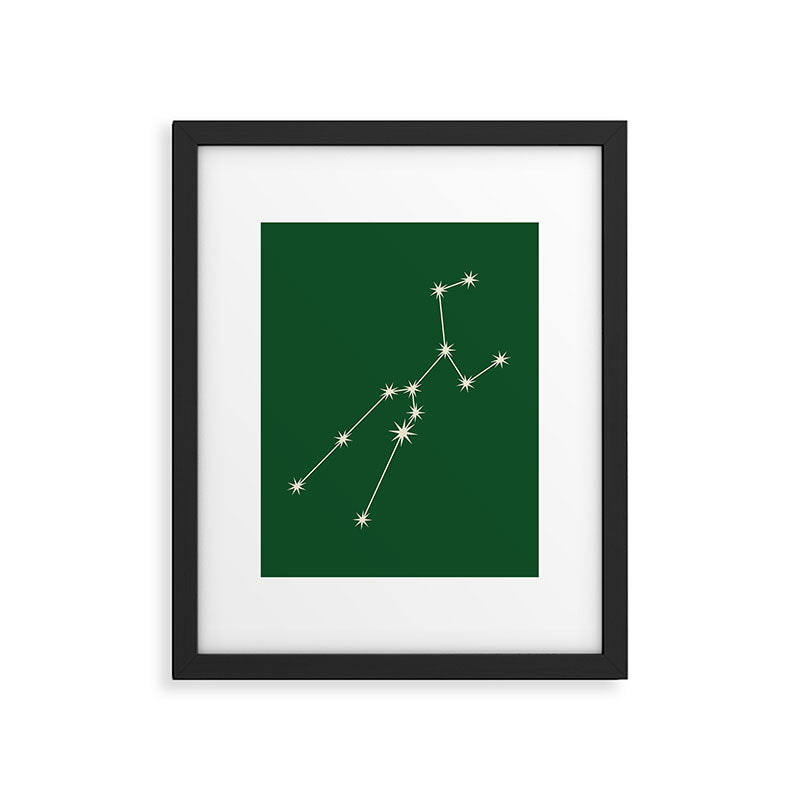 Taurus Zodiac Star Constellation Line Art Green Framed Art Print Gallery Image 6