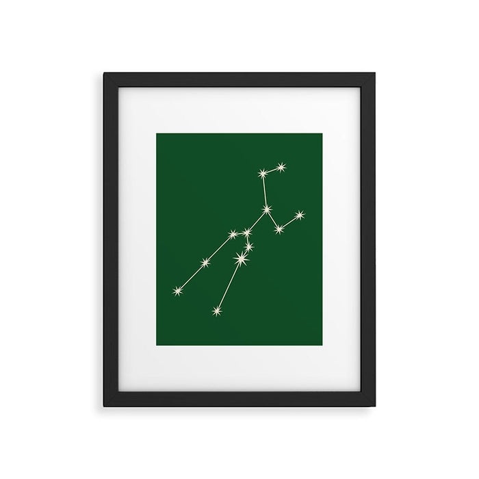 Taurus Zodiac Star Constellation Line Art Green Framed Art Print Gallery Image 1