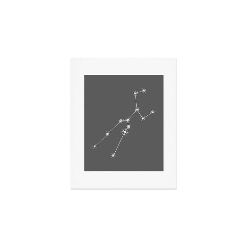 Taurus Zodiac Star Constellation Line Art Grey Art Print Gallery Image 1