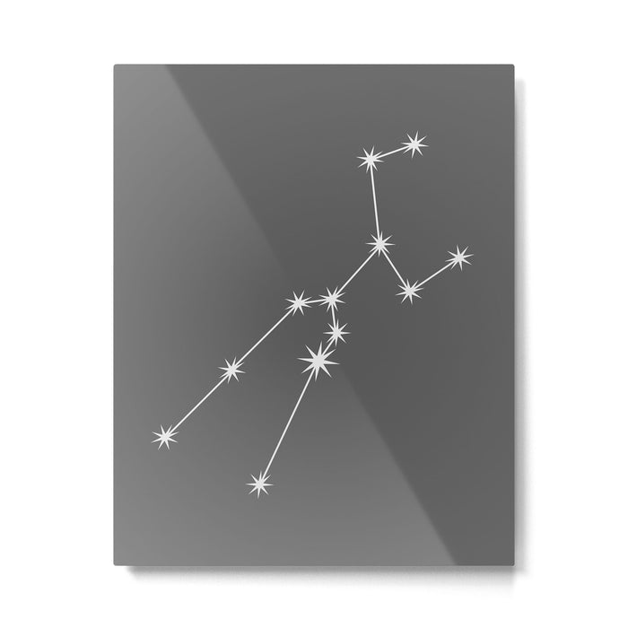 Taurus Zodiac Star Constellation Line Art Grey Metal Print Gallery Image 1