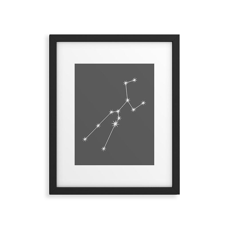 Taurus Zodiac Star Constellation Line Art Grey Framed Art Print Gallery Image 6
