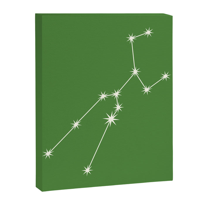 Taurus Zodiac Star Constellation Line Art Kelly Green Canvas Print Gallery Image 1