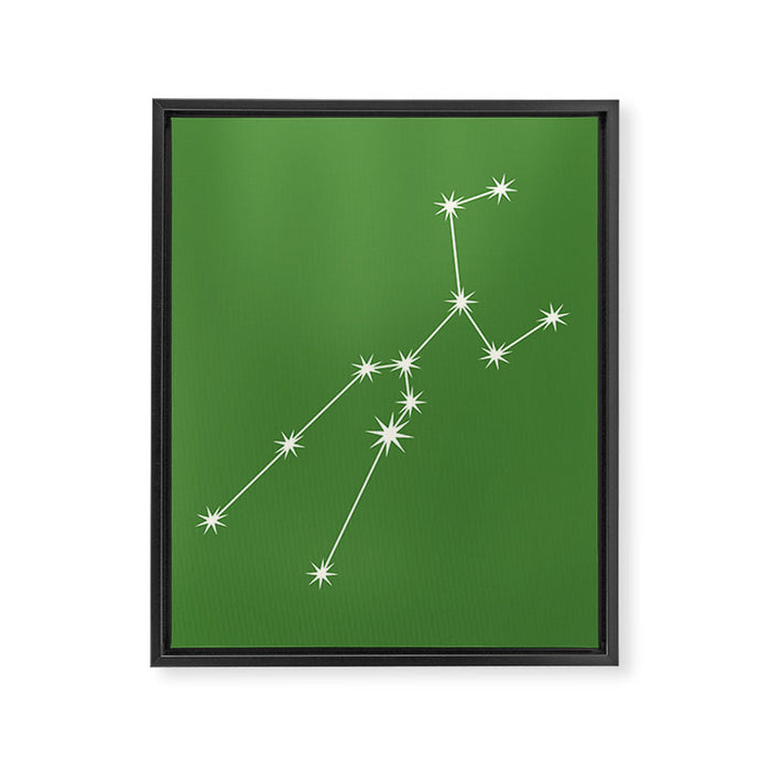 Taurus Zodiac Star Constellation Line Art Kelly Green Framed Canvas Print Gallery Image 1
