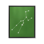 Taurus Zodiac Star Constellation Line Art Kelly Green Framed Canvas Print Gallery Image 8
