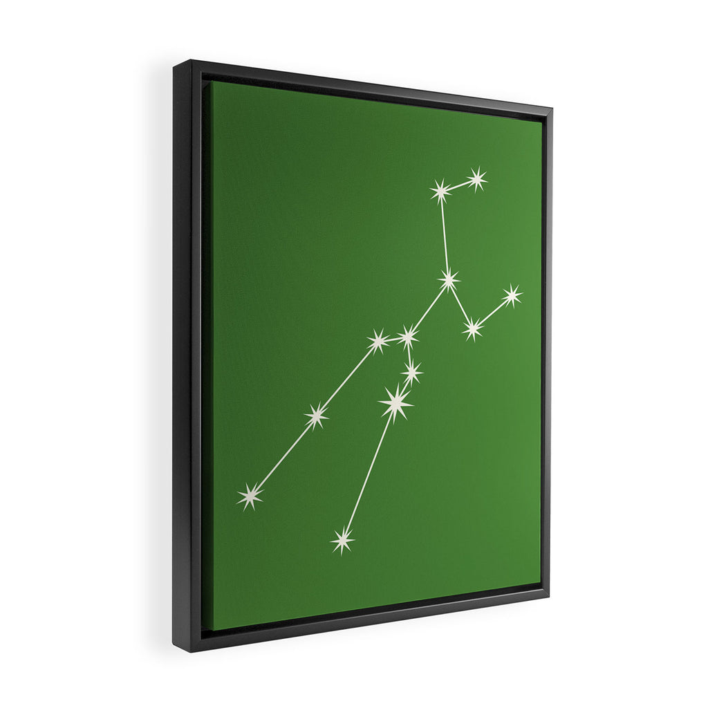 Taurus Zodiac Star Constellation Line Art Kelly Green Framed Canvas Print Gallery Image 2