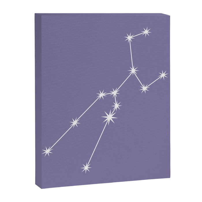 Taurus Zodiac Star Constellation Line Art Lavender Purple Canvas Print Gallery Image 1