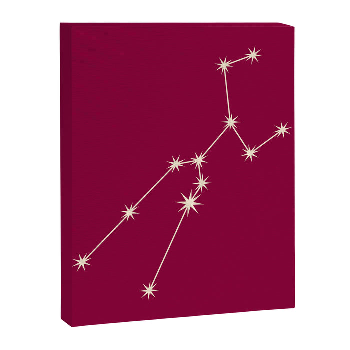Taurus Zodiac Star Constellation Line Art Magenta Pink Canvas Print Gallery Image 1