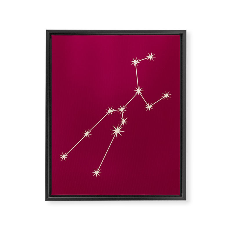 Taurus Zodiac Star Constellation Line Art Magenta Pink Framed Canvas Print Gallery Image 8