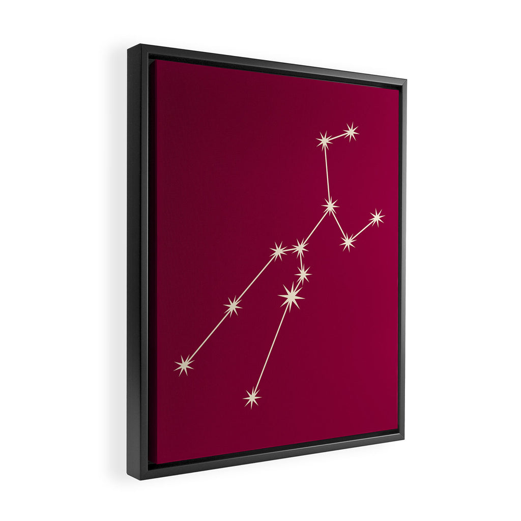 Taurus Zodiac Star Constellation Line Art Magenta Pink Framed Canvas Print Gallery Image 2
