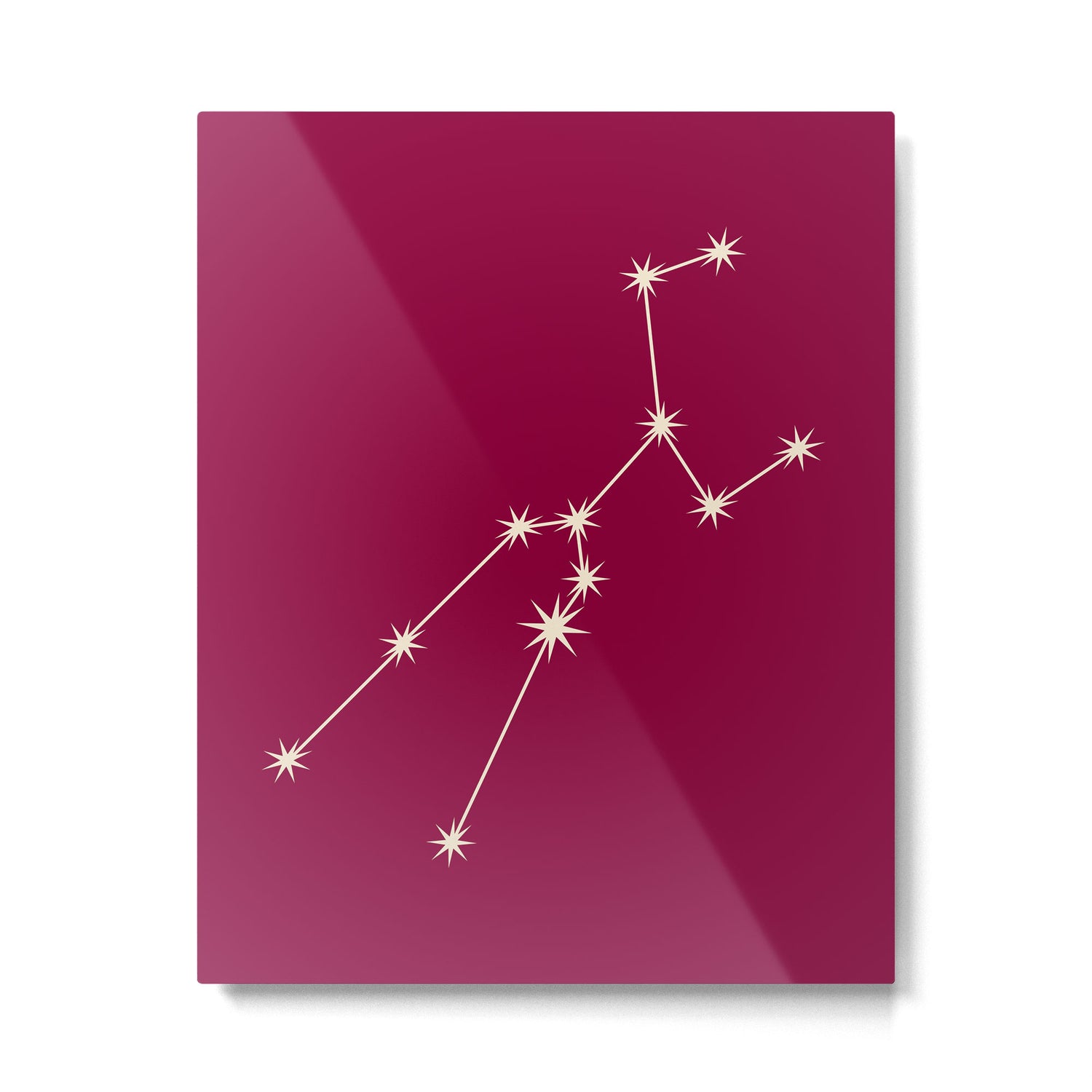 Taurus Zodiac Star Constellation Line Art Magenta Pink Metal Print Gallery Image 6
