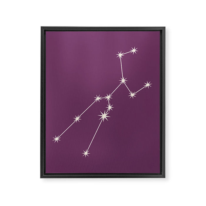 Taurus Zodiac Star Constellation Line Art Mauve Purple Framed Canvas Print Gallery Image 1