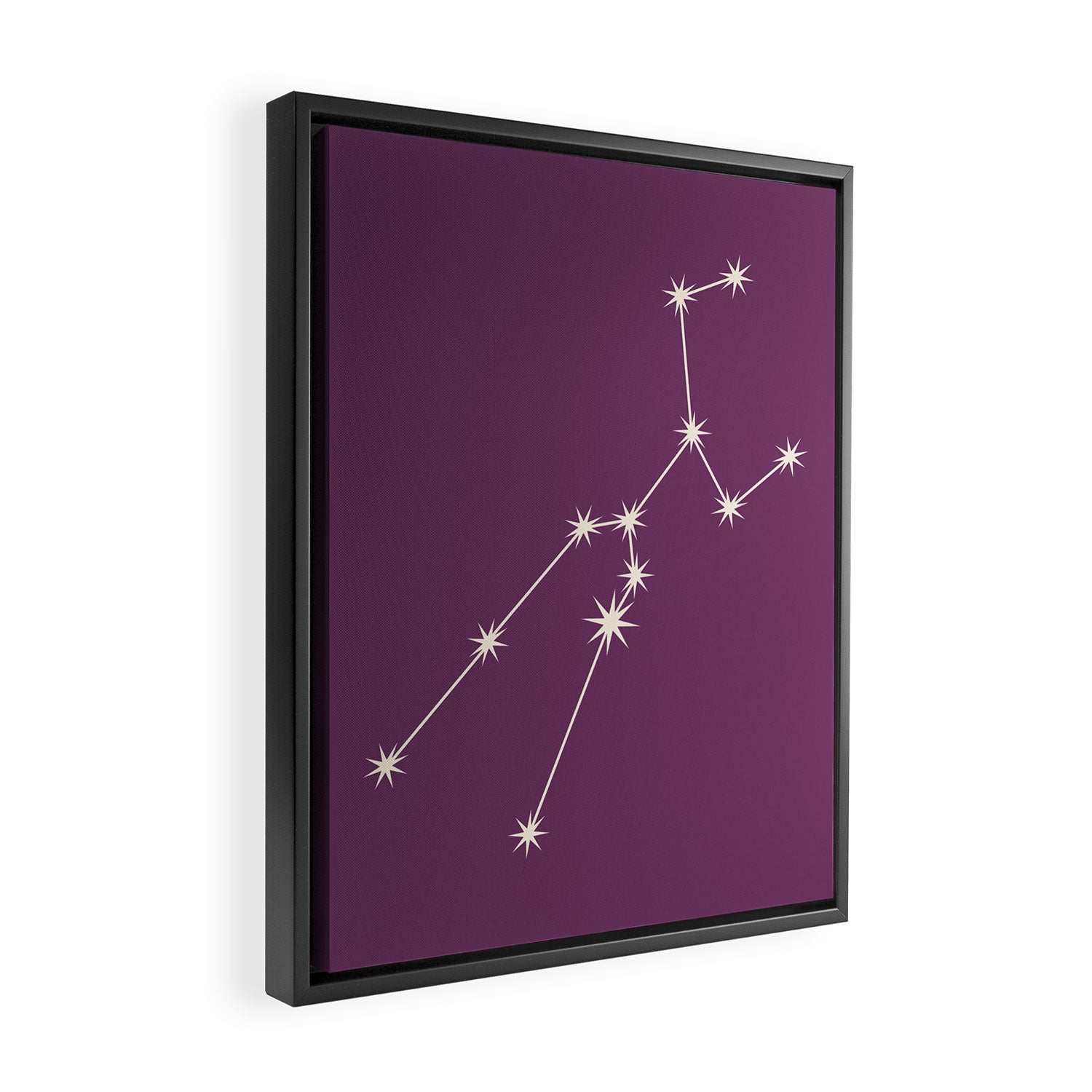 Taurus Zodiac Star Constellation Line Art Mauve Purple Framed Canvas Print Gallery Image 2