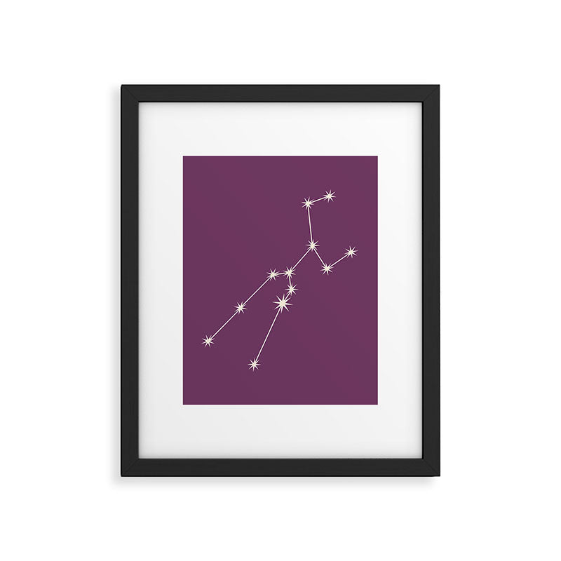 Taurus Zodiac Star Constellation Line Art Mauve Purple Framed Art Print Gallery Image 6