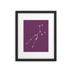 Taurus Zodiac Star Constellation Line Art Mauve Purple Framed Art Print Gallery Image 6