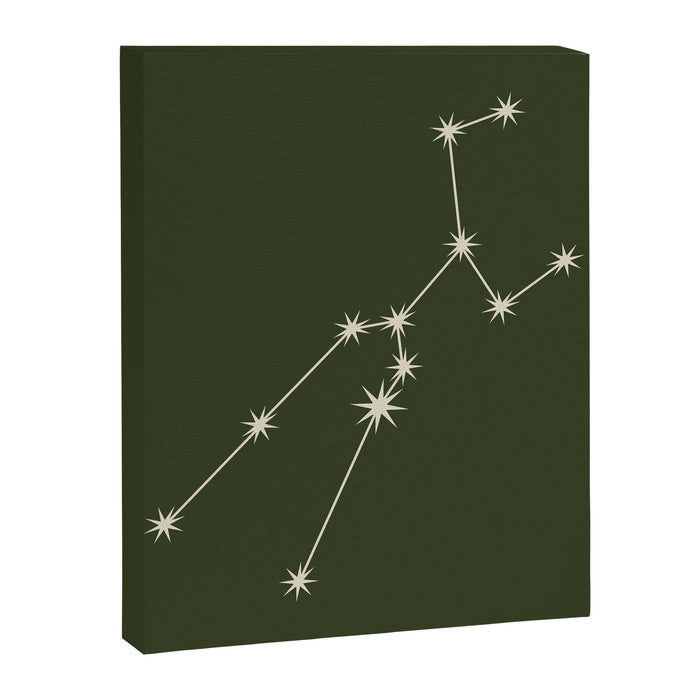 Taurus Zodiac Star Constellation Line Art Moss Green Canvas Print Gallery Image 1