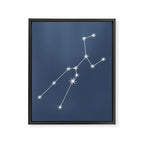 Taurus Zodiac Star Constellation Line Art Neutral Blue Framed Canvas Print Gallery Image 8