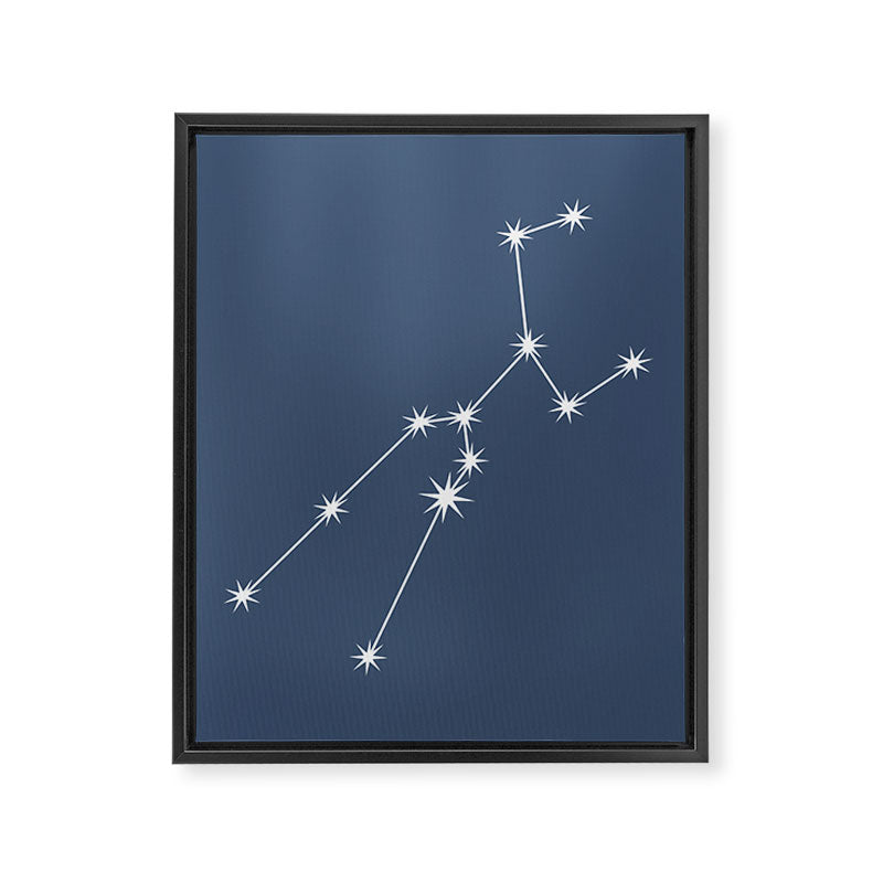 Taurus Zodiac Star Constellation Line Art Neutral Blue Framed Canvas Print Gallery Image 8