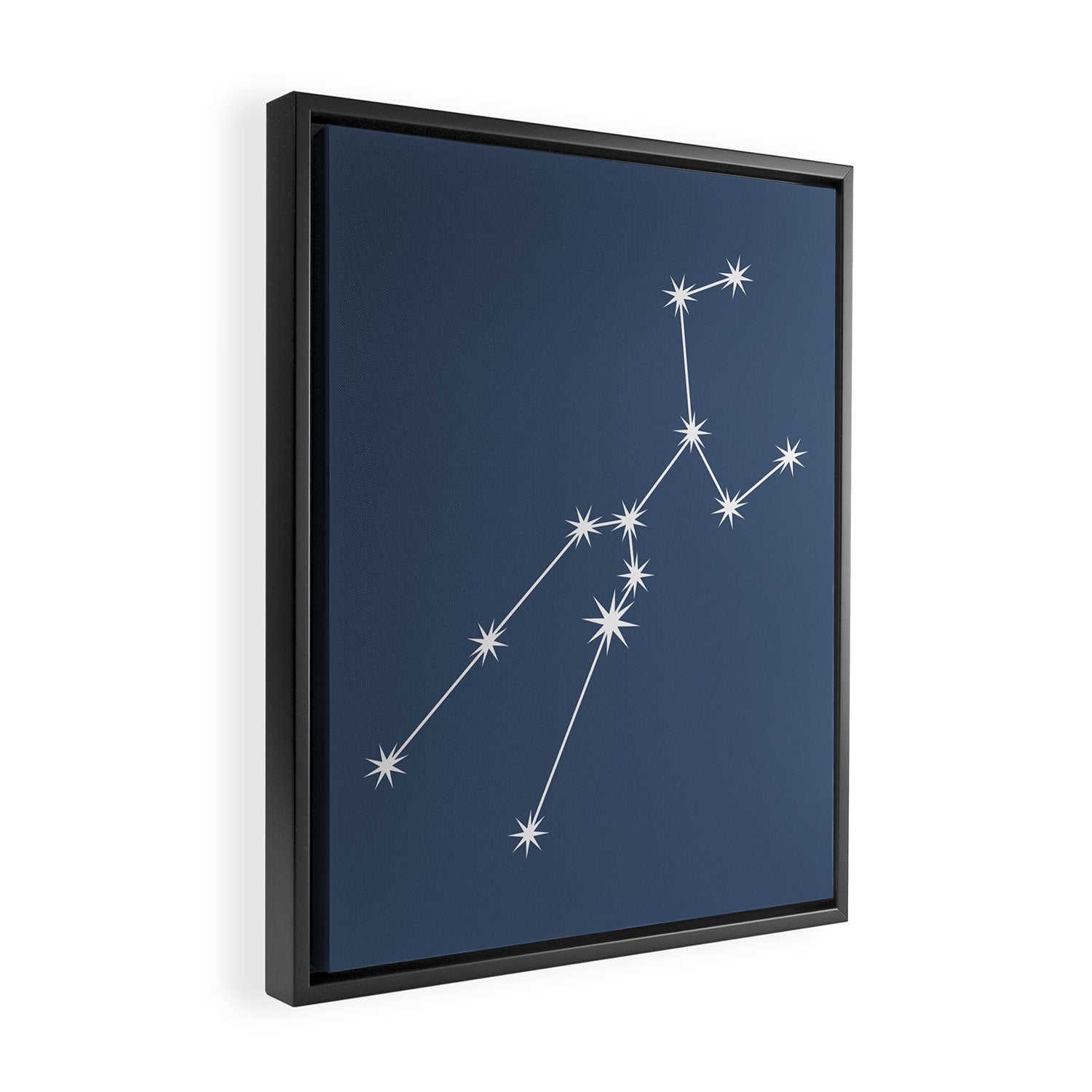 Taurus Zodiac Star Constellation Line Art Neutral Blue Framed Canvas Print Gallery Image 2