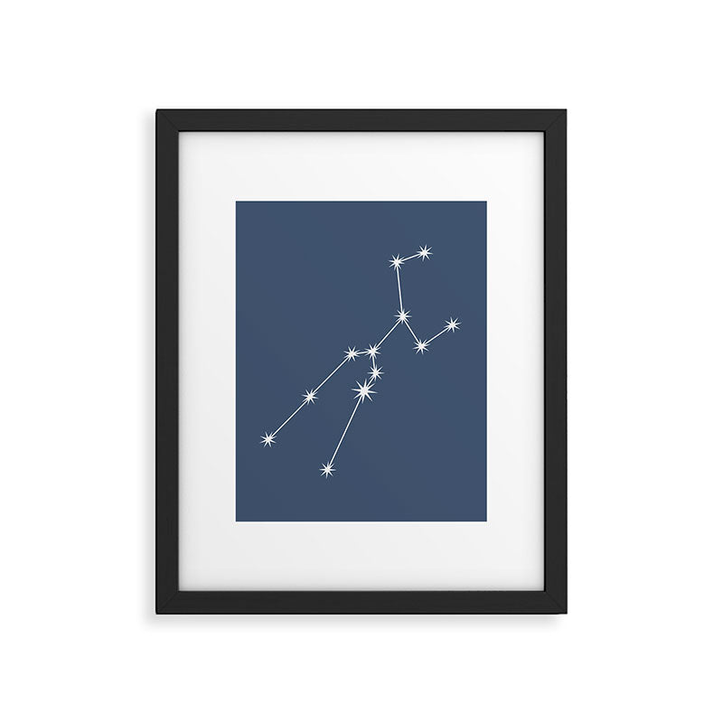 Taurus Zodiac Star Constellation Line Art Neutral Blue Framed Art Print Gallery Image 6