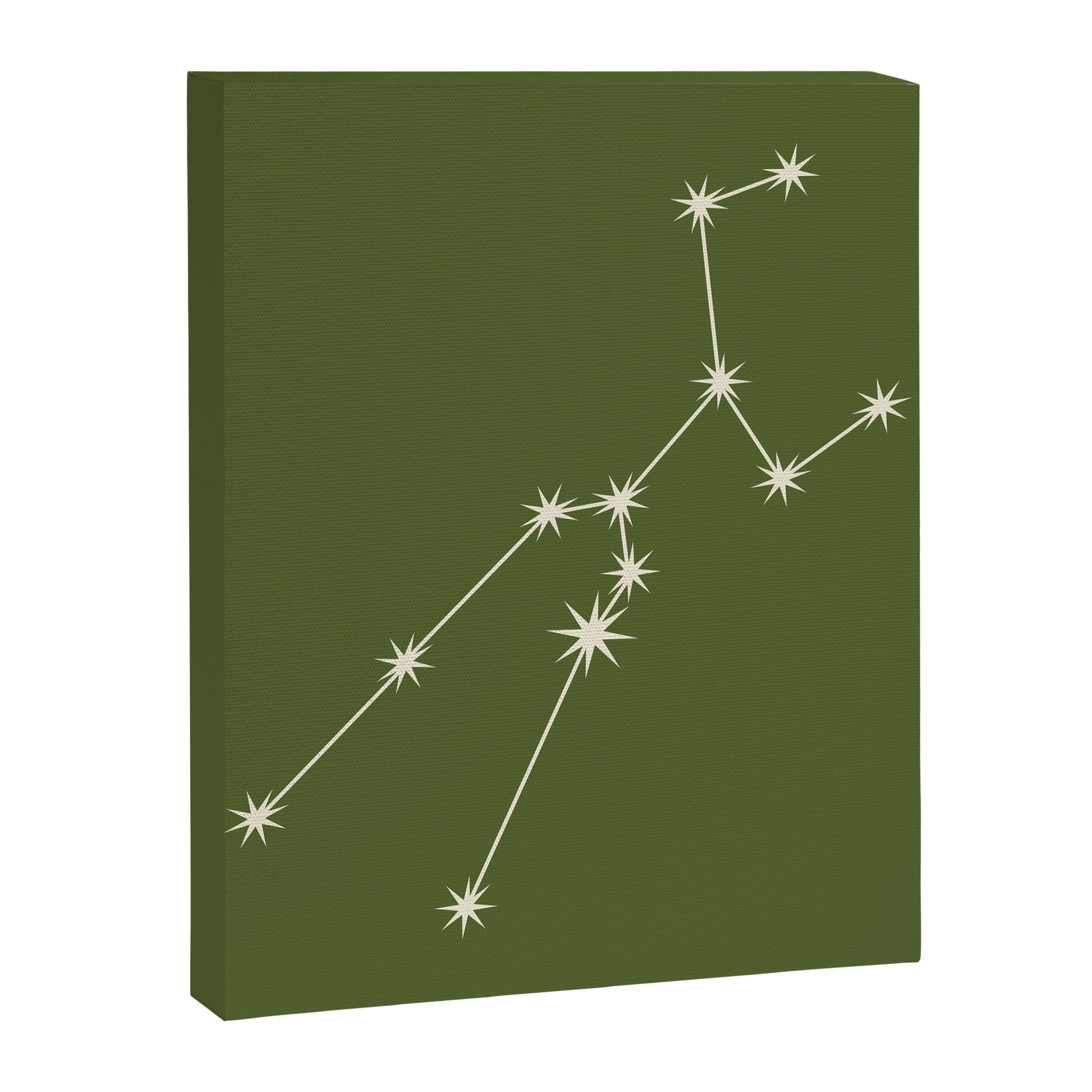 Taurus Zodiac Star Constellation Line Art Olive Green Canvas Print Gallery Image 8