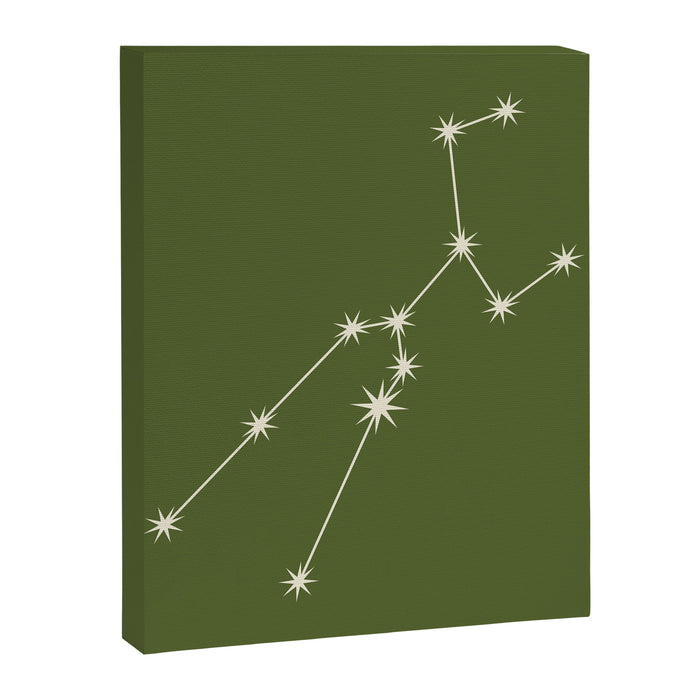 Taurus Zodiac Star Constellation Line Art Olive Green Canvas Print Gallery Image 1