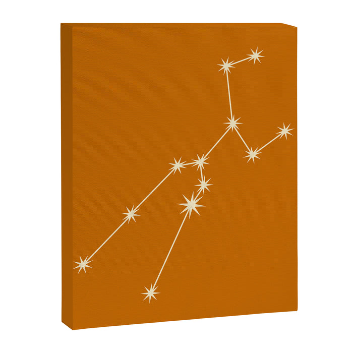 Taurus Zodiac Star Constellation Line Art Orange Canvas Print Gallery Image 1