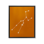 Taurus Zodiac Star Constellation Line Art Orange Framed Canvas Print Gallery Image 8