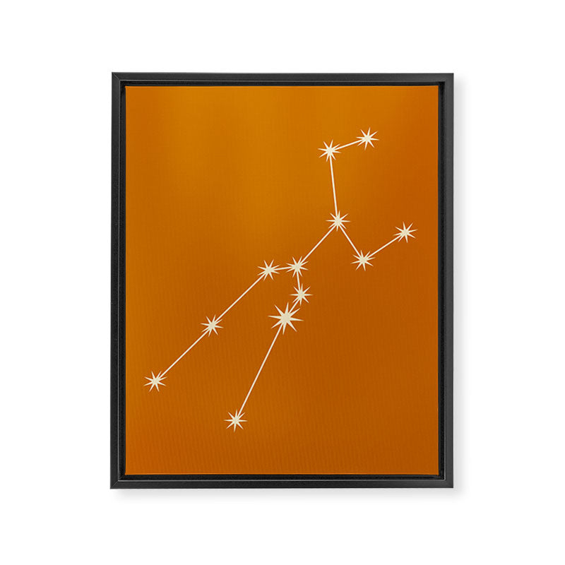 Taurus Zodiac Star Constellation Line Art Orange Framed Canvas Print Gallery Image 8