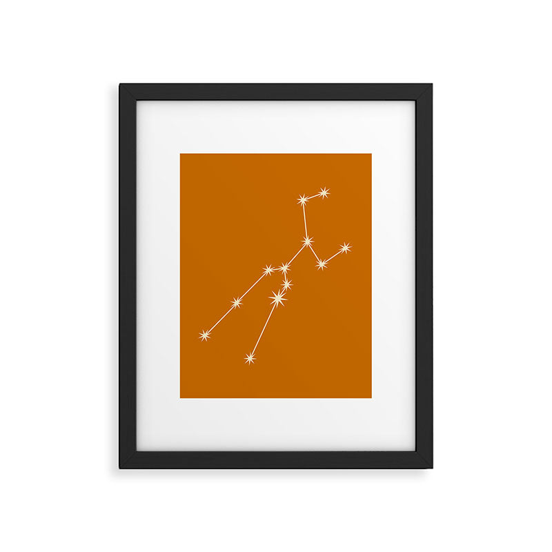 Taurus Zodiac Star Constellation Line Art Orange Framed Art Print Gallery Image 6