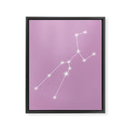 Taurus Zodiac Star Constellation Line Art Pastel Lilac Framed Canvas Print Gallery Image 8
