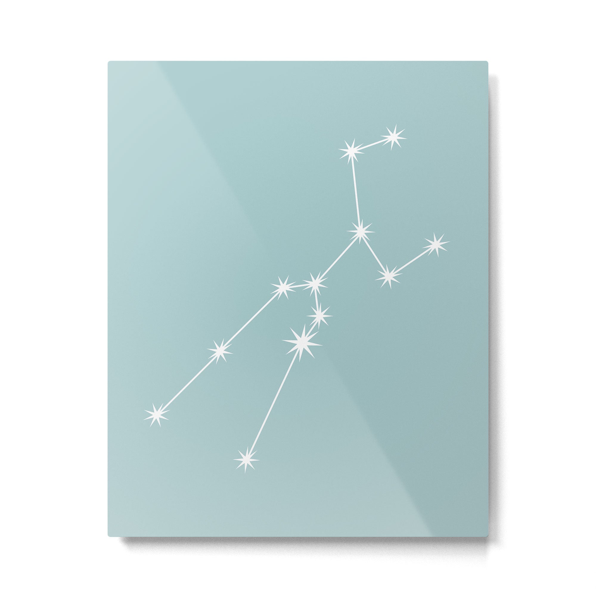 Taurus Zodiac Star Constellation Line Art Pastel Teal Metal Print Gallery Image 6