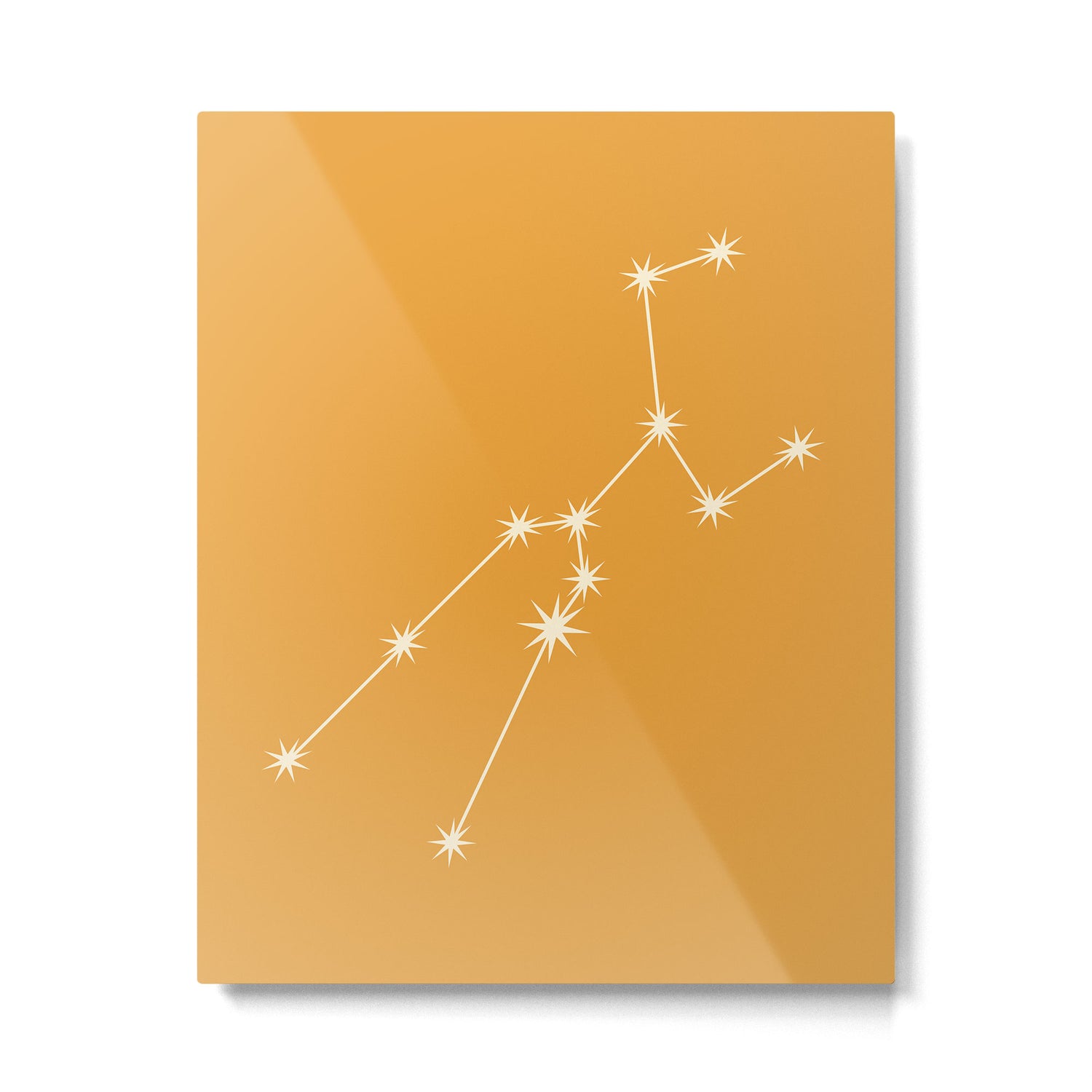 Taurus Zodiac Star Constellation Line Art Peach Orange Metal Print Gallery Image 6