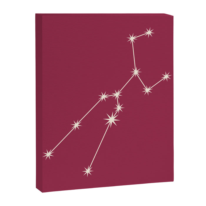 Taurus Zodiac Star Constellation Line Art Pink Canvas Print Gallery Image 1
