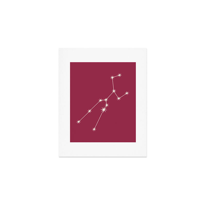 Taurus Zodiac Star Constellation Line Art Pink Art Print Gallery Image 1
