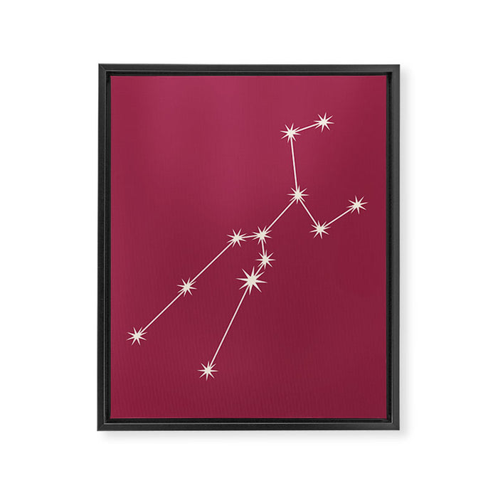 Taurus Zodiac Star Constellation Line Art Pink Framed Canvas Print Gallery Image 1