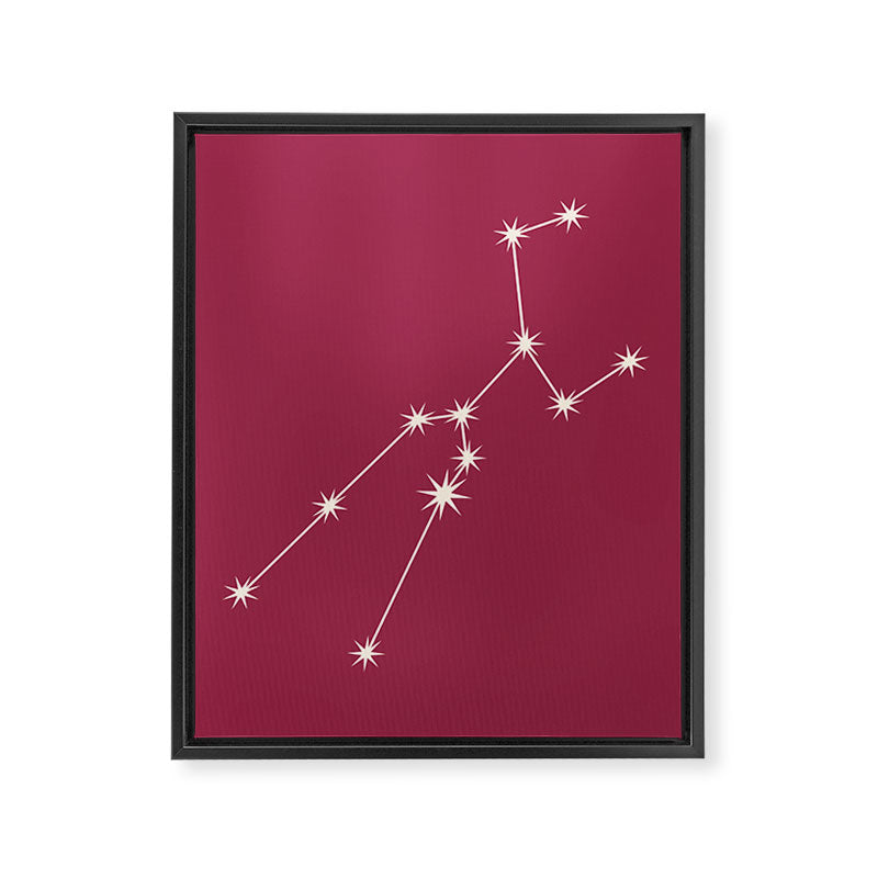 Taurus Zodiac Star Constellation Line Art Pink Framed Canvas Print Gallery Image 8