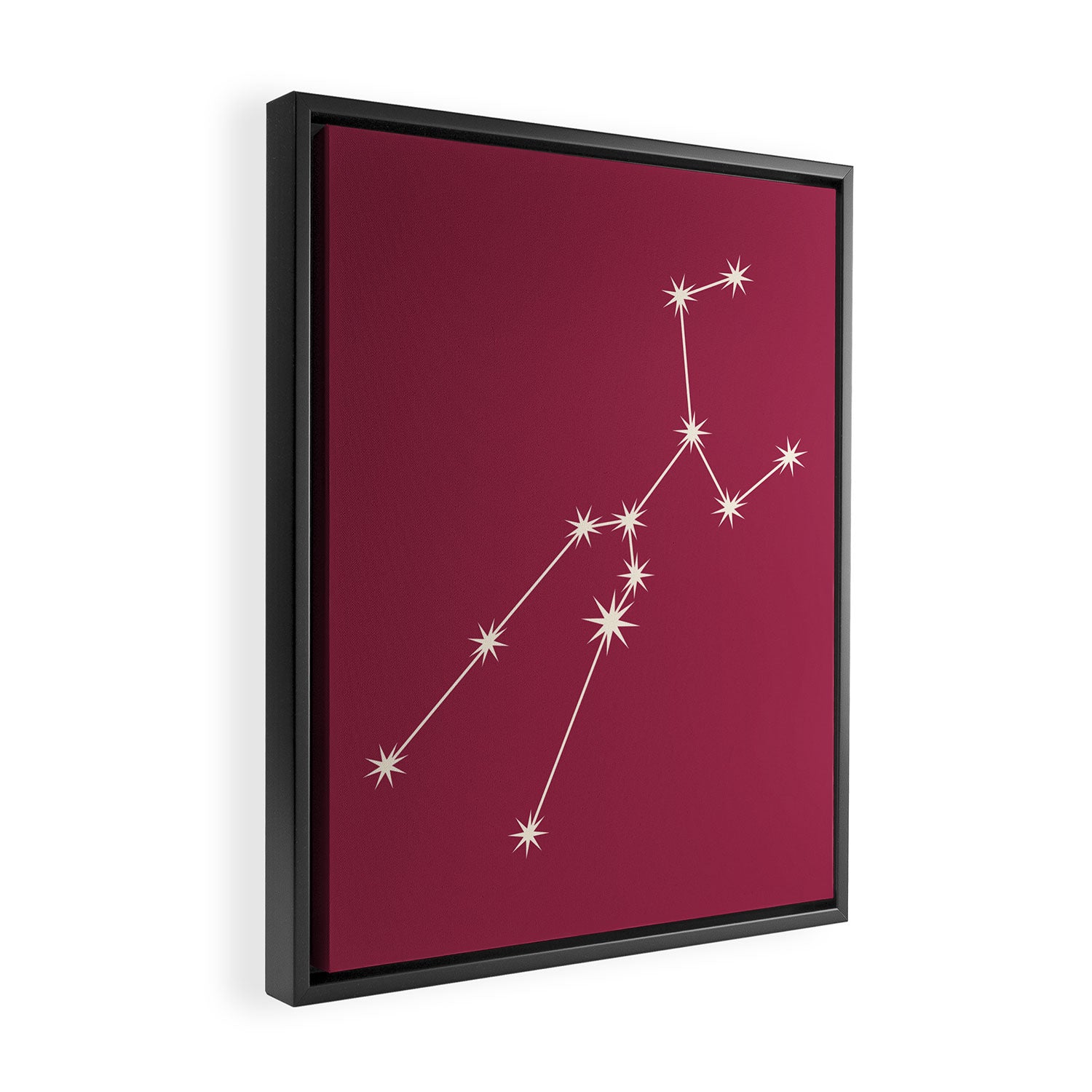 Taurus Zodiac Star Constellation Line Art Pink Framed Canvas Print Gallery Image 2