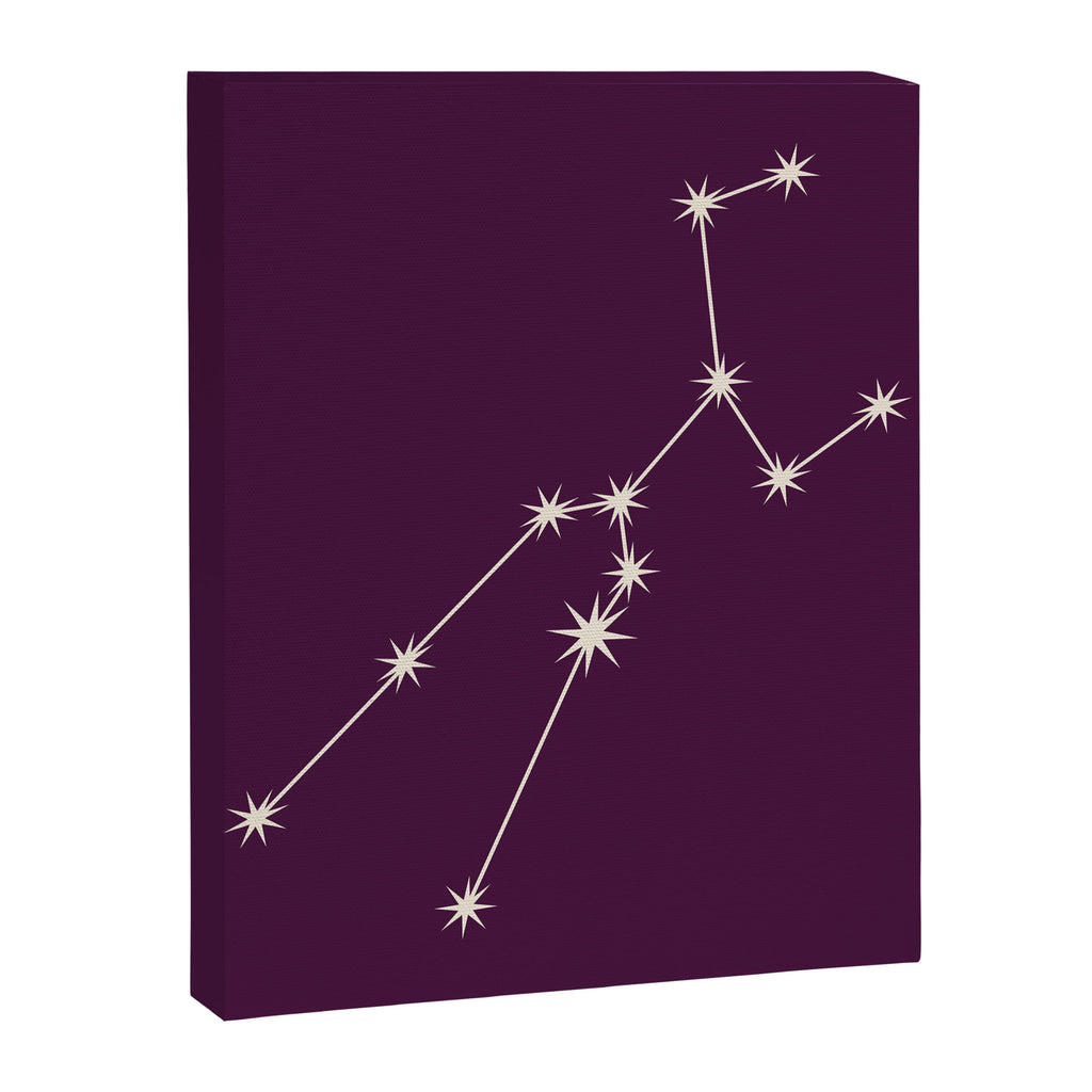Taurus Zodiac Star Constellation Line Art Plum Purple Canvas Print Gallery Image 8