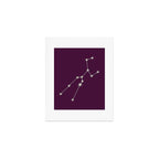 Taurus Zodiac Star Constellation Line Art Plum Purple Art Print Gallery Image 1