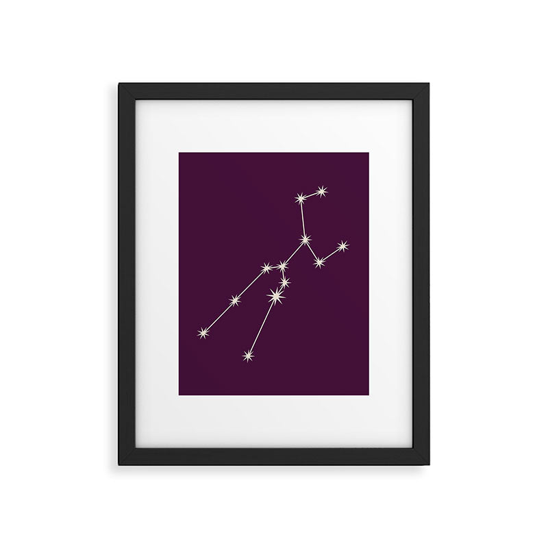 Taurus Zodiac Star Constellation Line Art Plum Purple Framed Art Print Gallery Image 6