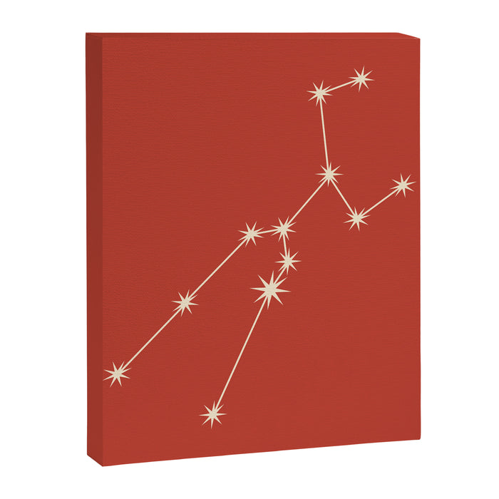 Taurus Zodiac Star Constellation Line Art Red Canvas Print Gallery Image 1