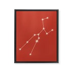 Taurus Zodiac Star Constellation Line Art Red Framed Canvas Print Gallery Image 8